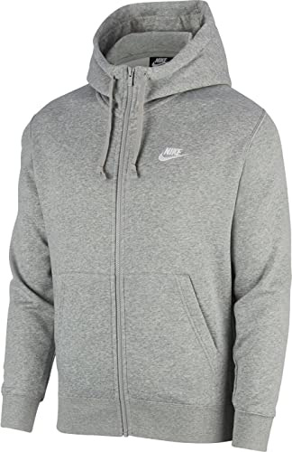 Nike Herren Hoodie NSW Club Fz Bb, Dk Grey Heather/Matte Silver/W, XS, BV2645