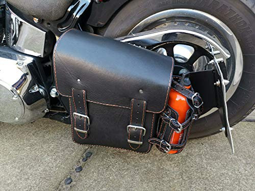 ORLETANOS Hulk Black & ORANGE Seitentasche kompatibel mit Harley Davidson Schwarz mit Flaschenhalter Tasche Schwinge HD Bikertaschen Schwingentasche Satteltaschen Getränkehalter Wildstar Dragstar