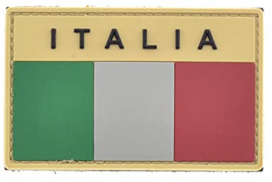 LA PATCHERIA Patch Bandiera Italia Desert - Patch 100% Gomma con Velcro® originale Velcro® Brand Hook Cucito sul Retro - Scritta 3D ad Alta Definizione - Ideale per Decorare Giacche, Zaini e Uniformi