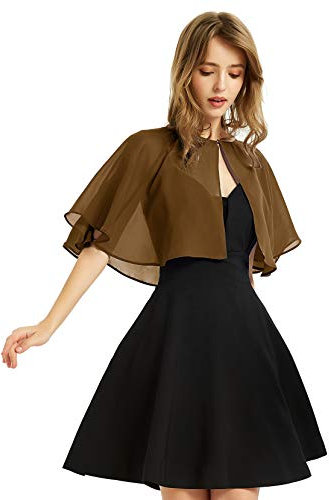 BUCUXE XinQi Damen Soft Chiffon Schal Wraps Shrug für Abendkleid Hochzeit Cape Bolero Flapper Cover Up - Braun - Einheitsgröße