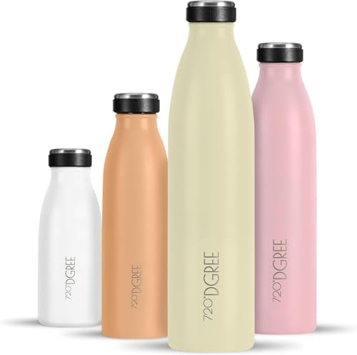 720°DGREE Botella Agua Acero Inoxidable “milkyBottle“ – 750ml - Sin BPA Free, Antigoteo y Prueba de Fugas - Frasco térmico, Cantimplora Aislada - Bebida con Gas, Deporte, Escuela, Gimnasio, Exteriore