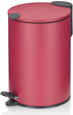 kela Kosmetikeimer Mats, 3 L, Ø 17 cm, Metall, pastellrot, Silent-Close, herausnehmbarer Inneneimer mit Tragehenkel, rutschhemmender Boden, 23618