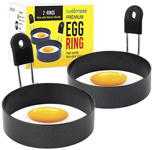 FUNUTTERS Egg Rings, 3.5'', Nonstick, Professional and Large, Stainless Steel Omelet/Egg Rings For Frying Eggs and Egg Mcmuffins, Egg Mold For Breakfast, Mini Pancakes, and Fried Eggs