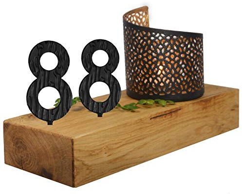 SünGross Holz Leuchter Eiche 10x24x4cm mit Wunschzahl und Deko Windlicht zum 88. Geburtstag