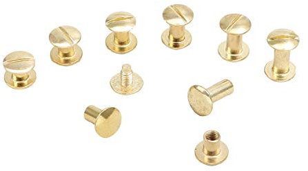 LEO's - Lot de 100 Vis à Douille de Qualité Supérieure 12 mm Couleur Laiton - Vis à Reliure en Laiton - Rivet Chicago Avec Diamètre de Tige 5 mm