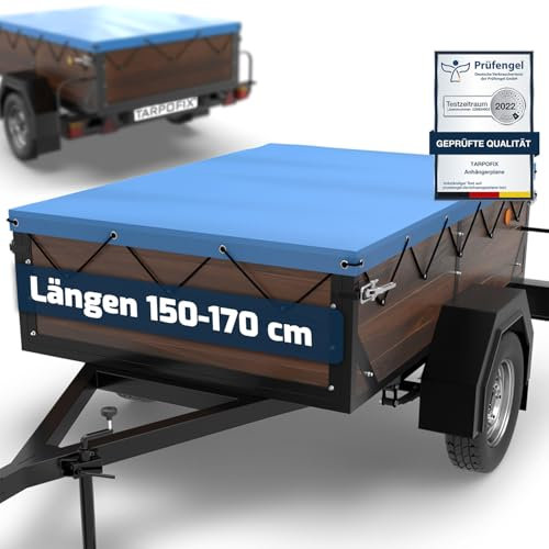 Tarpofix® Telo per rimorchio auto 160 x 110 x 7,5 cm incl. Corda per telone - Bordo rinforzato e copri rimorchio in materiale PVC - Telo PVC ideale per vari modelli di rimorchi per auto da 350 & 500kg
