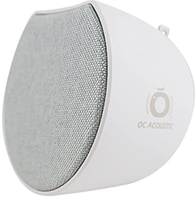 OC Acoustic Newport Plug-in Outlet Speaker with Bluetooth 5.1 and Built-in USB Type-A Charging Port (Gray/White)