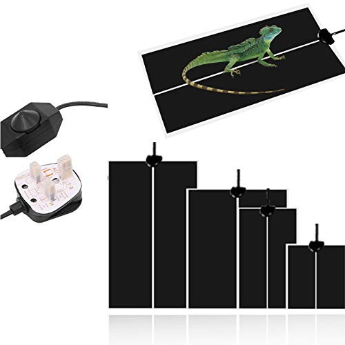 WEAREWE Reptile Heating Mat 5W/7W/14W/20W Waterproof Safety Adjustable Vivarium Pet Tank Warmer Mat Pad with Temperature Control Fit for Reptiles Turtle,Tortoise,Snakes,Lizard,Gecko,Spider,Snails(7W)