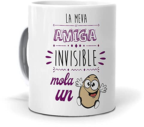 mundohuevo Taza Regalo Amistad (en catalán) La meva Amiga Invisible Mola un ou. Cerámica AAA - 350 ml.