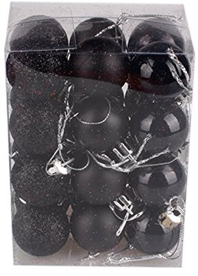 Baubles, 24/48 pcs Shatterproof Hanging Balls for Christmas Tree - Black 3cm/24PC
