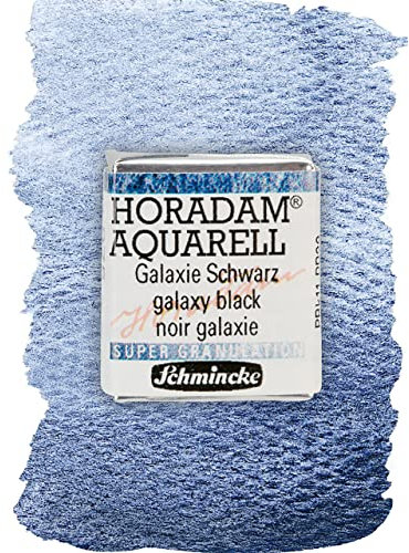 Schmincke – HORADAM® AQUARELL, Super Granulation, 14 975 044 Galaxie Schwarz, 1/2 Näpfchen, sehr stark granulierende Farbtöne, feinste, supergranulierende Aquarellfarben