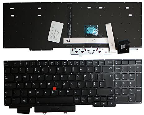 Power4Laptops Reino Unido con Pointer Retroiluminada Negro Teclado de Repuesto para Ordenador portátil Compatible con Lenovo ThinkPad E15