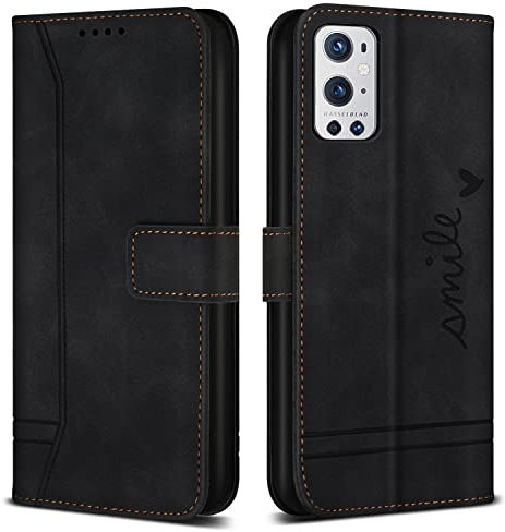 Bravoday Hülle für OnePlus 9 Pro 5G / OnePlus 9 Pro 5G, PU Ledertasche Handyhülle Flip Schutzhülle für OnePlus 9 Pro 5G / OnePlus 9 Pro 5G, mit Kartenfäch & Kickstand, Schwarz