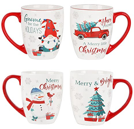 Topadorn Ceramic Mug Porcelain Coffee Cup for Christmas Party, Coffee Mug Set of 4.
