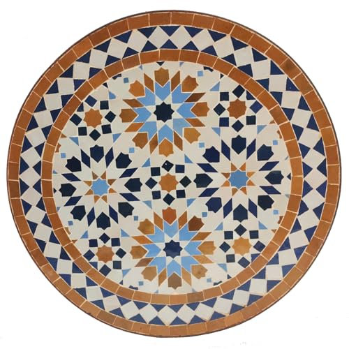 Casa Moro Mosaiktisch Rund – Gartentisch Terrassentisch Fliesentisch | Balkontisch, Beistelltisch Aus Marrakesch Marokko Ø 45 cm