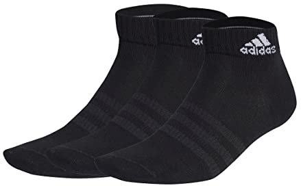 adidas Thin and Light Ankle Socks 3 Pairs, Cotton, Black