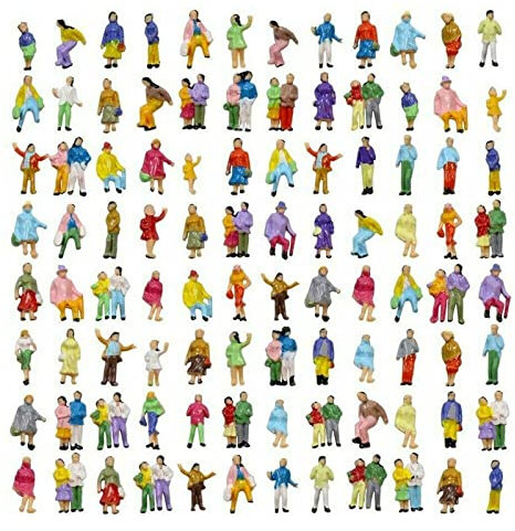 URPIZY 400 Stück 1:200 bemalte Figuren, Eisenbahn-Zug, bemalte Figuren, Maßstab, Modell, Menschen, stehend, sitzender Beifahrer für Miniatur-Szenen