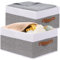 YheenLf Storage Basket for Shelves, 2-Pack Closet Bin with Handles, Open Foldable Baskets, Fabric Containers Clothes Boxes for Organizing, White and Grey, 33×23×14 cm
