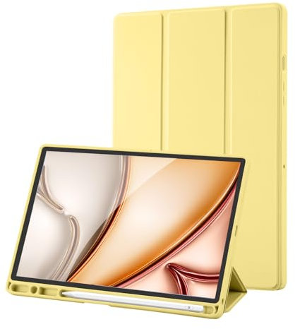 Case Compatible with Samsung Galaxy Tab A8 10.5 Inch 2022/2021 (SM-X200/X205/X207), Premium PU Leather + Soft TPU Back Case with Pencil Holder, Auto Sleep/Wake (Yellow)
