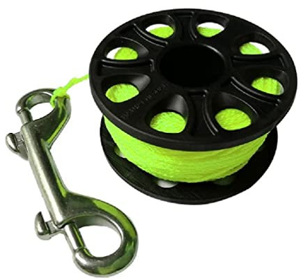 NURCIX Hochsichtbare Tauchen Fingerspule Schnur mit Edelstahlschrauben Karabinerhaken Tauchen Wrack Höhle Tauchrollen Tauchen Fingerspule