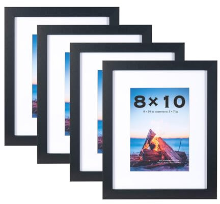 Scholar Tree Bilderrahmen, Holz, freistehend, Wandmontage, 25,4 x 20,3 cm, Schwarz, 4 Stück