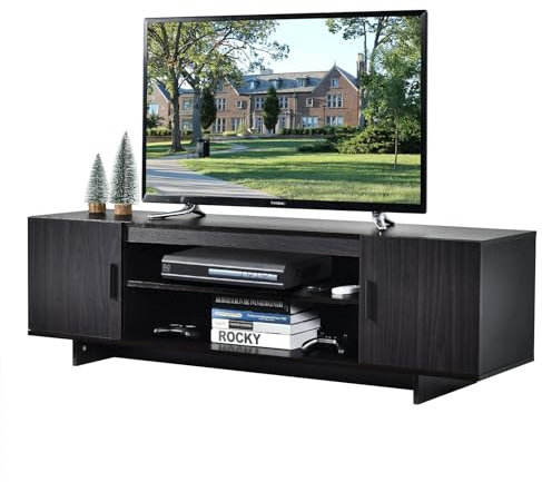 CASART TV Stand Cabinet for 65 Inch TVs, Wooden TV Unit with 2 Storage Cabinets & Open Shelves, Modern Media Cabinet TV Console Table for Living Room Bedroom