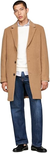 Tommy Hilfiger Herren Mantel Mix Coat Einreihig, Braun (Hickory), M