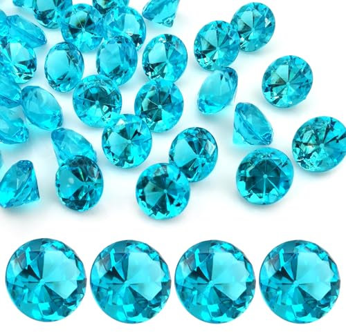 LYHLYA Edelsteine für Kinder, Himmelblau Acryl Diamanten 25 mm Deko Diamanten acryl Edelsteine Gefälschte Edelsteine für Vasenfüller, Hochzeit Vasen Tischdeko,Partydekorationen