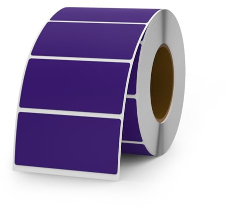 YIKIADA 500 Stück Etiketten 25 × 50 mm Selbstklebend Beschriften Aufkleber Vinyl Wasserfest Ablösbar Klebeetiketten Rolle für Marmeladengläser Violett