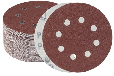 Meccion 50 Pezzi Dischi Abrasivi 125mm, 40 Grana 8 Fori Rotondi Carta Abrasiva per Levigatrice Orbitale