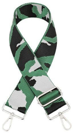 Camouflage Taschengurte Zum Wechseln,5cm Breit Taschengurt für Damen Herren,Längenverstellbarer 75-130cm Schulterriemen,DIY Zubehör für Tasche,Schultertasche Tragetaschen,Silberne Schnalle,Grün