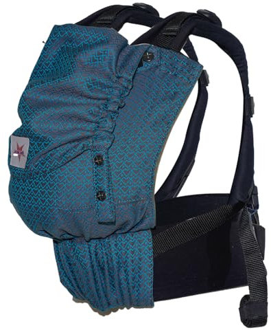 KOKADI Babytrage Flip Heart2Heart Lagoon (Unisize) – Ergonomisch & sicher - handgefertigt aus 100% Bio-Baumwolle – Ab Geburt bis 15 kg, einfach anzulegen, ideal für den täglichen Gebrauch – Blau