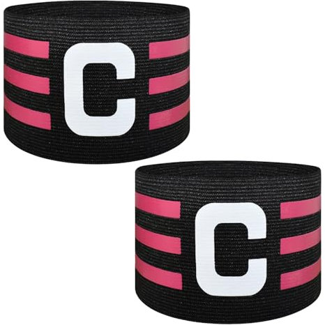 Soccer Captain Armband, Ynaize 2Pcs Nylon Sports Elastic Adjustable Football Basketball Player Bands for Adult Women Men-Black
