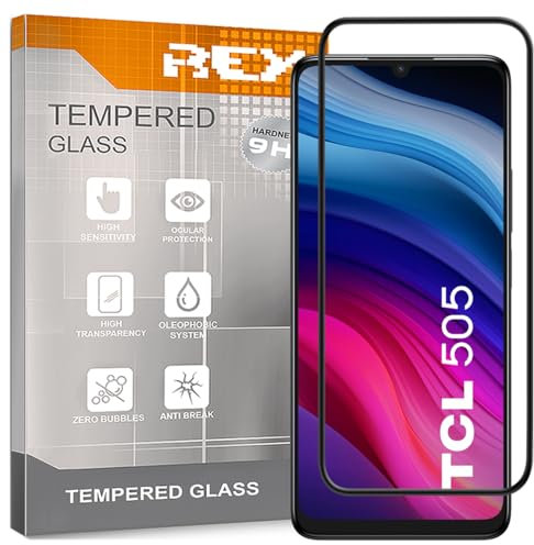 REY Protector de Pantalla Curvo para TCL 50 5G, Negro, Cristal Vidrio Templado Premium, 3D / 4D / 5D, Anti Roturas