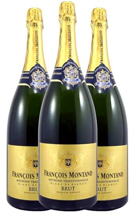 François Montand Blanc de Blancs Chardonnay Brut Champagne Magnum-Flasche 1,5 L Weißer Sekt (Karton mit 3 Magnum-Flasche von 1,5 L)