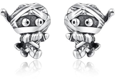 Mumien Ohrringe 925 Sterling Silber Zombie Ohrringe Gothic Punk Vintage Ohrringe Mumien Ohrstecker Vintage Goth Totenkopf Ohrringe Niedlicher Bandage Mumienschmuck Geschenke für Frauen Männer