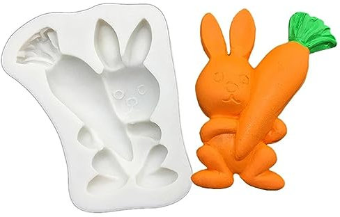 Silikonform zum Selbermachen von Ostern – Basteln Sie Häschen & Karotten geformte Schokolade und Fondant, vielseitige Backwerkzeuge für die Feiertage