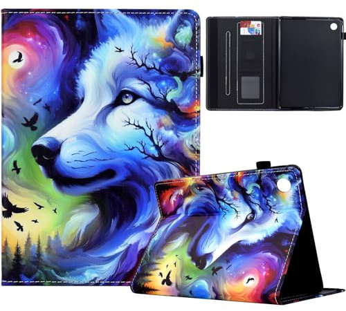 Mldjomid Custodia per Lenovo Tab M10 Plus (3rd Gen) 10.61 2022 (TB125FU/TB128FU/TB128XU) Custodia Protettiva Magnetica Tablet Cover con TPU Copertura per Lenovo M10 Plus 3rd Gen- Lupo Stellato