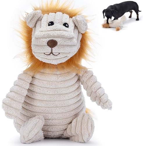 Zappi Co Brown Lion Plush Dog Toy with Squeaker – Soft, ribbed design for playtime fun. Great for small and medium dogs looking for an exciting, squeaky toy for interactive play.