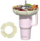 WATERSY Cuenco para aperitivos para Accesorios Stanley Cup 40 oz,Bandeja de Silicona con 5 Accesorios,anillo reutilizable para accesorios de taza Stanley,para Hogar Exterior (Beige)