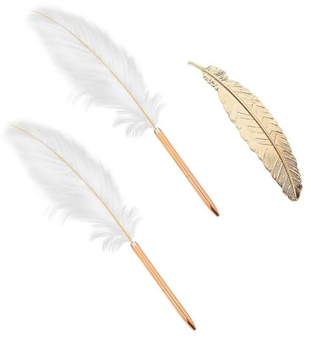 2 Federstifte Und 1 Feder-Lesezeichen, Kreative Styling-Stifte, Retro-Kugelschreiber, Studenten-Briefpapier, Studentengeschenke