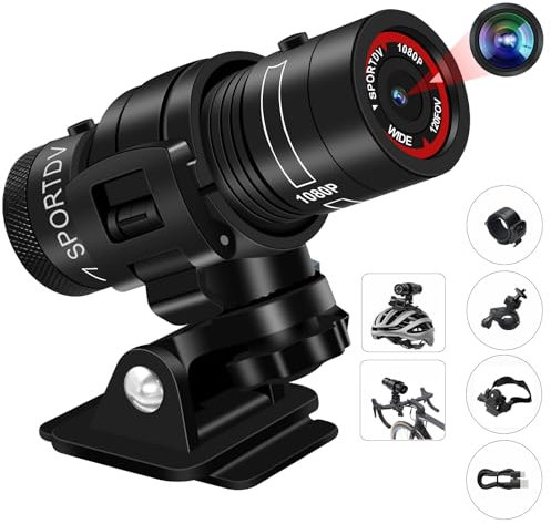 Nisanmoon Action Cam, Motorrad Helmkamera HD 1080P Fahrrad Sportkamera 120° Weitwinkel Action Video Kamera Unterstützung Foto/Video für Reiten und Fahren Outdoor-Aktivitäten