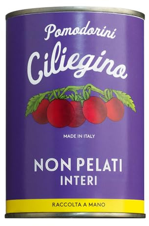 Viani | Italienische Kirschtomaten ungeschält | Pomodorini Ciliegino aus Kampanien | feine Fruchtigkeit und Süße | 400g Dose