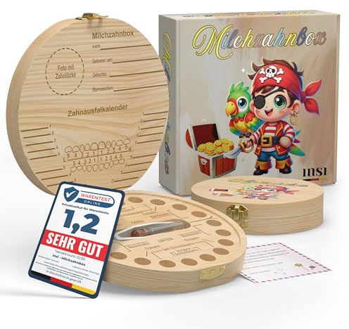 insi Kinderzahndose für Milchzähne. Personalisierbare Milchzahndose. Ink.Geschenkbox, Lupe und Zahnfeebrief. Zahndose als Geschenk für Kinder. (Beige)