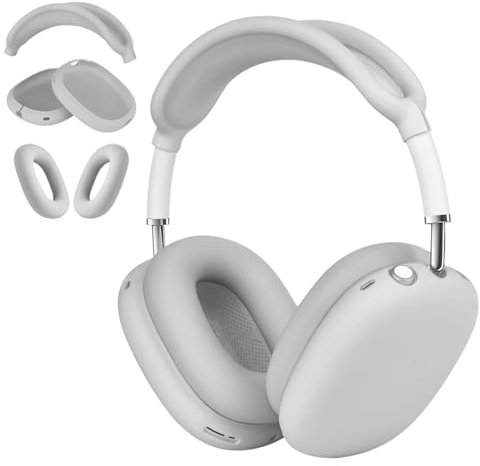 3 in 1 Silicone Case for AirPods Max Headphones, Anti-Scratch Ear Pad Cover/Ear Cups/Headband Cases for AirPods Max (Gray)