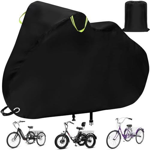 Dreiradabdeckung für Erwachsene, wasserdicht, für den Außenbereich, elektrische Dreirad-Fahrräder, Aufbewahrungsabdeckungen für E-Bikes, strapazierfähiges UV-420D-Polyestergewebe, mit Schnalle