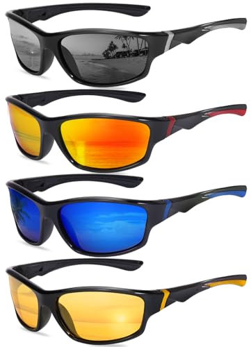 Beipegin 4 Piezas Gafas de Sol Hombre Polarizadas, Gafas de Sol Hombre, Protección UV400 para Correr Conducir Pescar Ciclismo