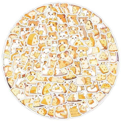 100 Stücke Hamster Aufkleber für Journaling Wasserflasche Skateboard Auto Motorrad Fahrrad Gitarre Laptop Gepäck Koffer Scrapbook Helm,Cartoon Kawaii Tier Stickers für Jugendliche Kinder Erwachsene