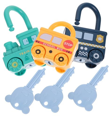LRXIYODE 3 Piezas Juguete de Bloqueo de Llave Juguetes Juguetes con Llave y candado para pequeños Juguete de Aprendizaje Infantil Llave del Abdominales Color Aleatorio