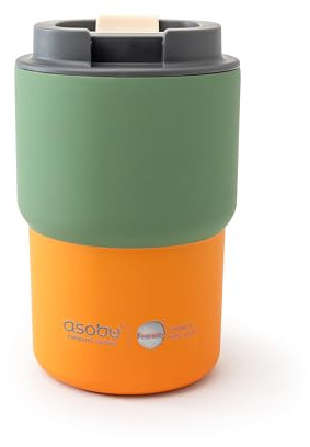 asobu Ultimate Stainless Steel Ceramic Inner Coating Coffee Mug with Double Walled Copper Lining Insulation, 12 Ounces (Green)